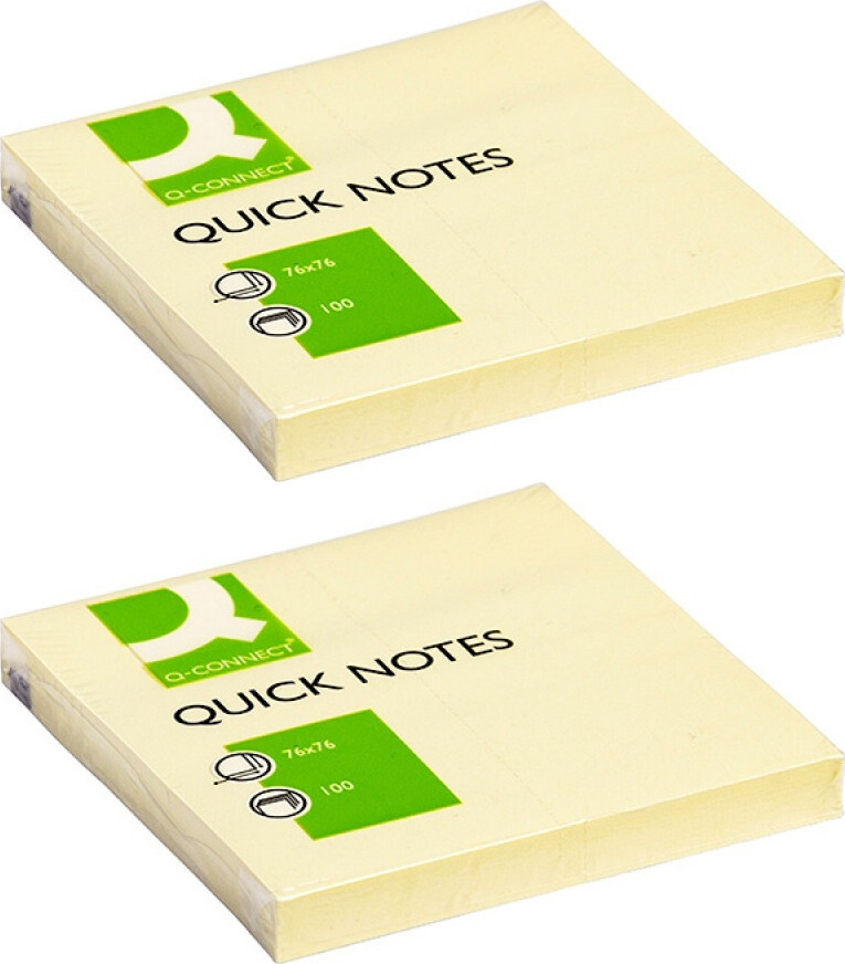 2x Karteczki samoprzylepne Q-Connect, 76x76mm, 100 karteczek, żółty pastelowy