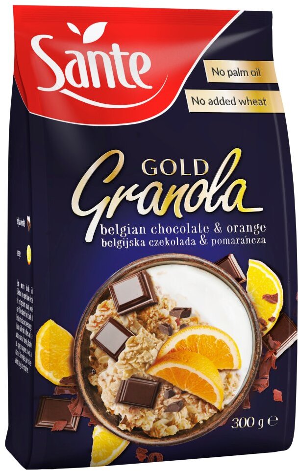 Granola Sante Gold, czekolada i pomarańcza, 300g