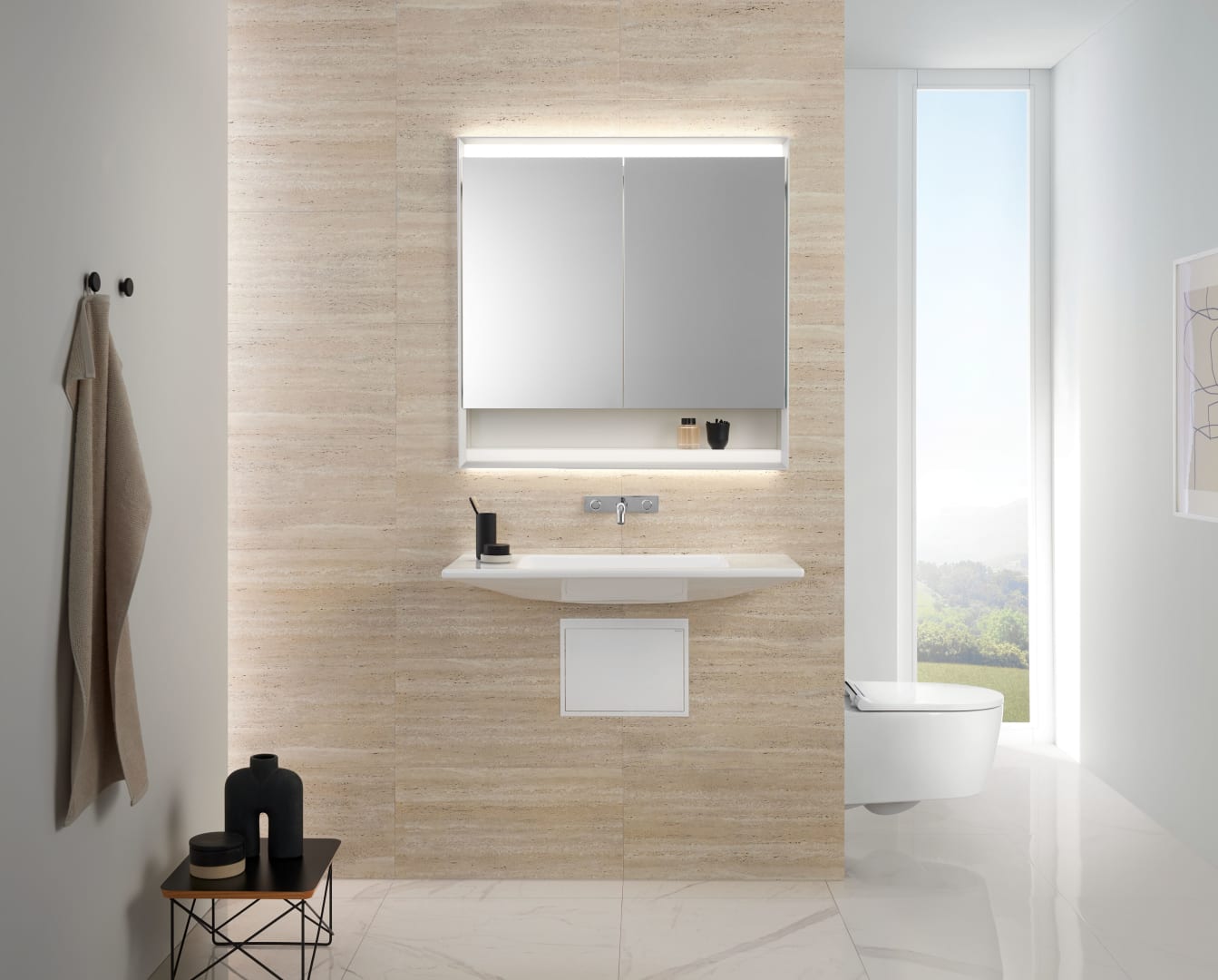 Geberit One miska WC wisząca bez kołnierza spłukiwanie wirowe z deską wolnoopadającą biały 500.201.01.1