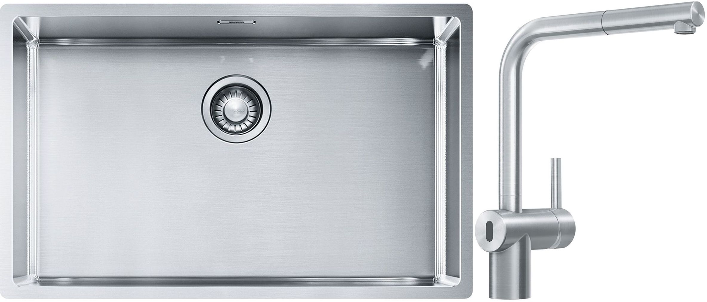 Franke Box BXX 210/110-68 zlewozmywak 72,5x45 cm stalowy z baterią kuchenną Atlas Neo Sensor stal szlachetna (1270453658, 1150625523) - Wysyłka w 24h
