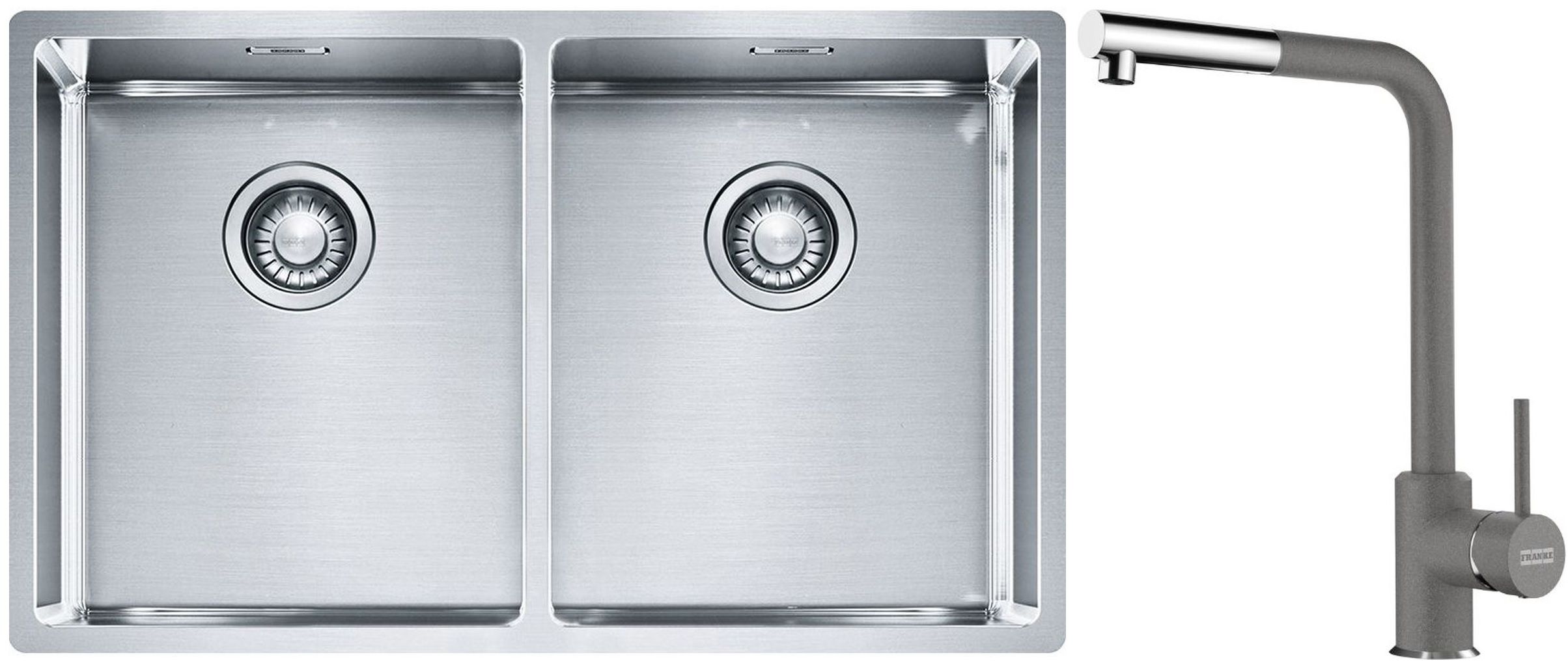 Franke Box BXX 220/120 34-34 zlewozmywak 74x45 cm stalowy z baterią kuchenną Sirius Side chrom (1270370188, 1150668280) - Wysyłka w 24h