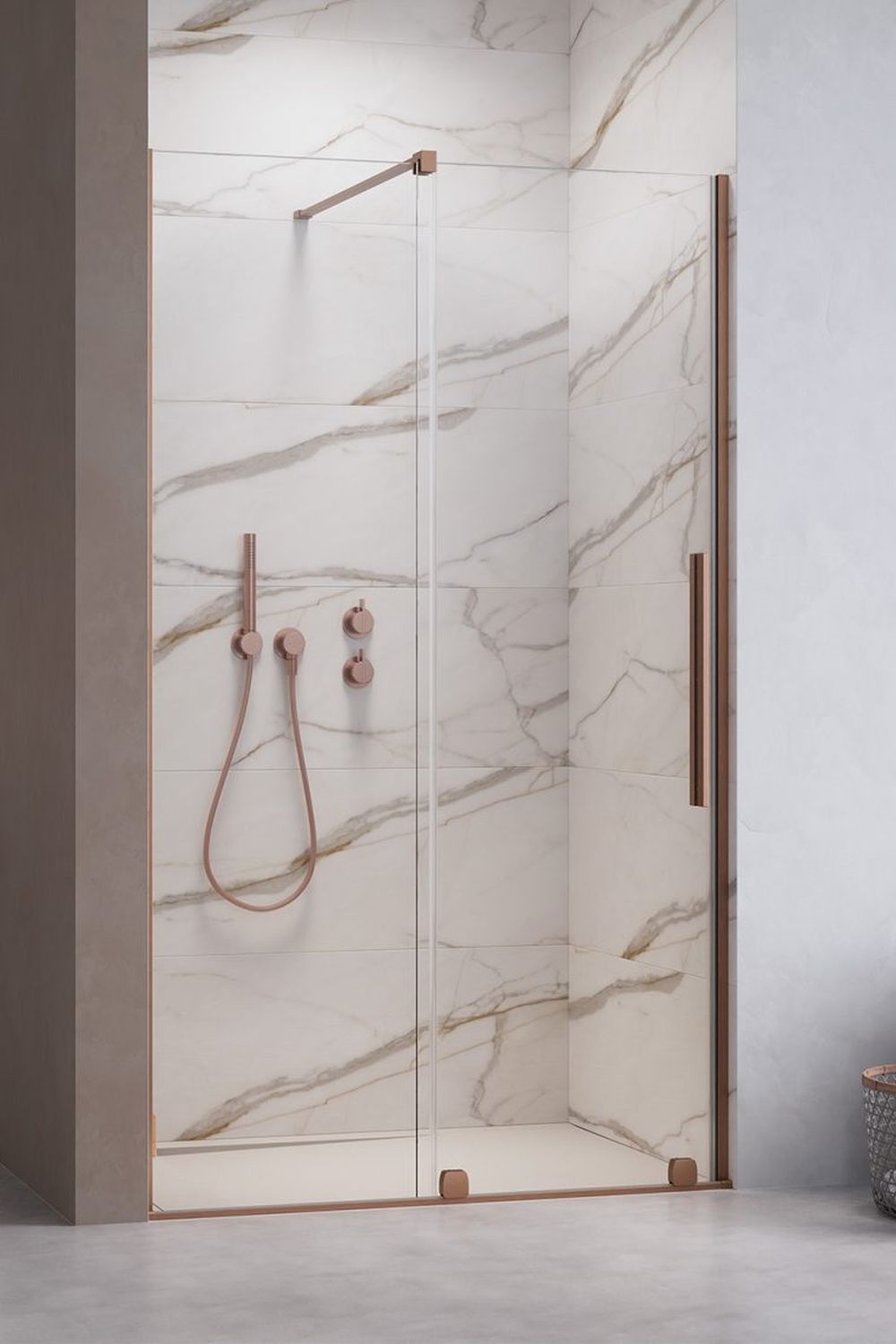 Radaway Furo Brushed Copper DWJ drzwi prysznicowe 100 cm lewe miedź szczotkowana/szkło przezroczyste 10107522-93-01L/10110480-01-01