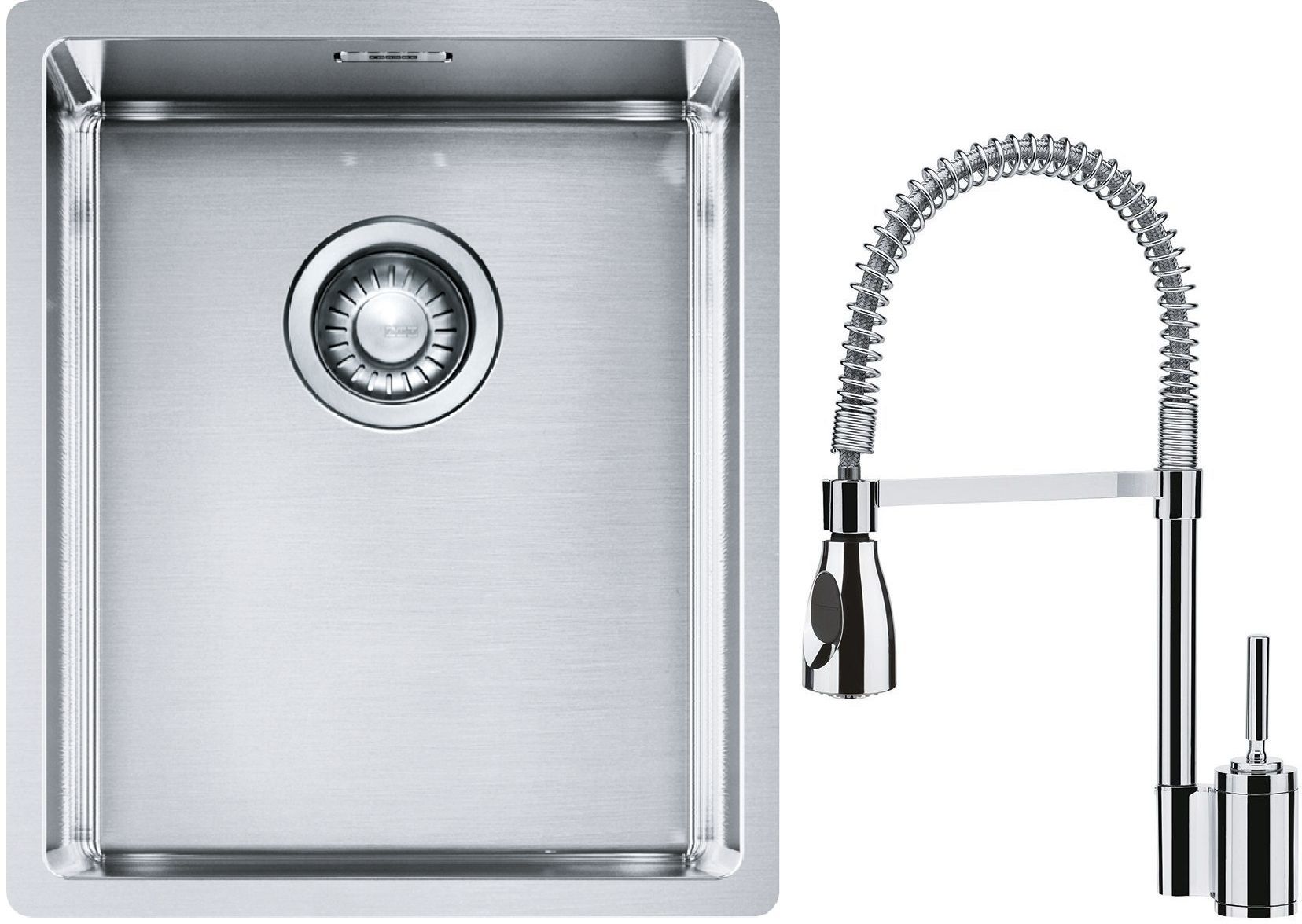 Franke Box BXX 210/110-34 zlewozmywak 38x45 cm stalowy z baterią kuchenną Sentinel chrom (1270453653, 1150029591)