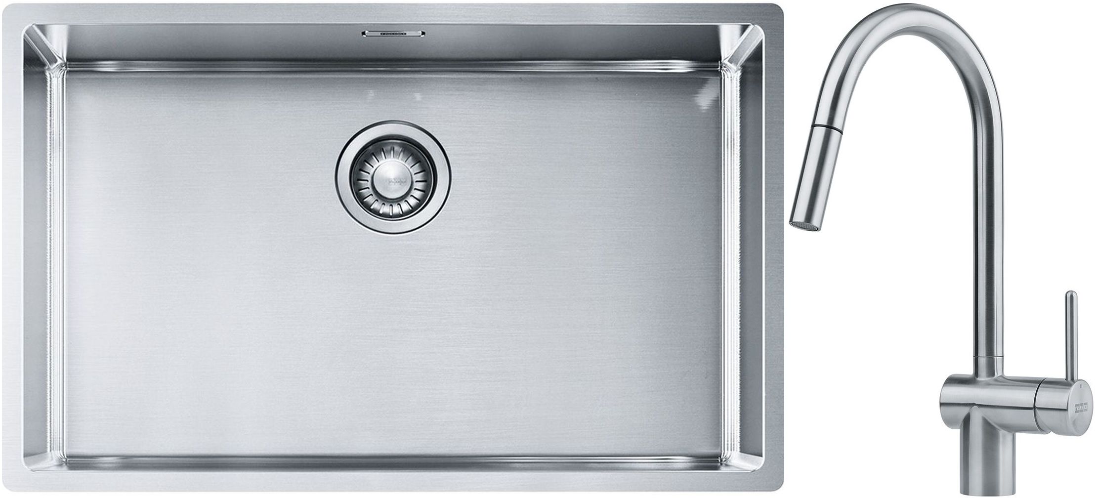Franke Box BXX 210/110-68 zlewozmywak 72,5x45 cm stalowy z baterią kuchenną Leda Neo stal szlachetna (1270453658, 1150590047)