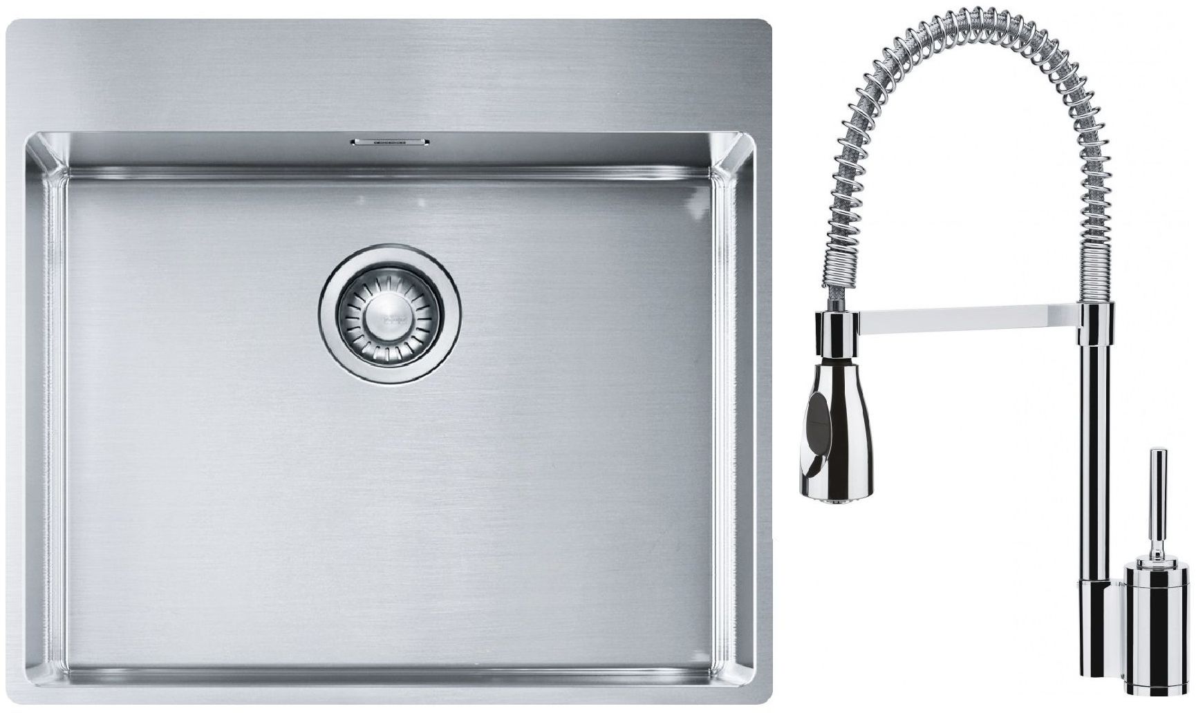 Franke Box BXX 210-54 TL zlewozmywak 57x51 cm stalowy z baterią kuchenną Sentinel chrom (1270369295, 1150029591)