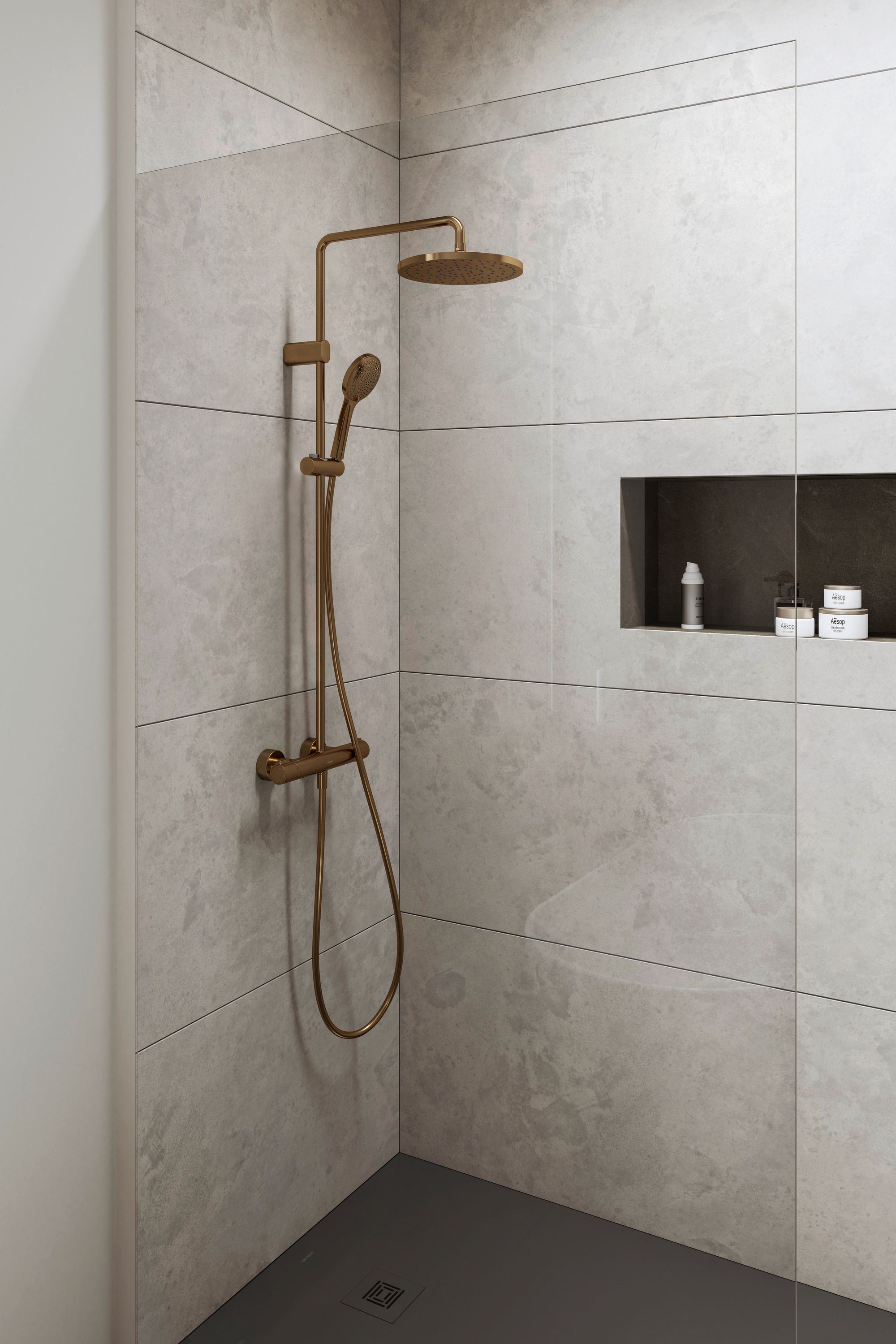 Duravit Shower Systems zestaw prysznicowy ścienny termostatyczny brąz szczotkowany TH4282008004