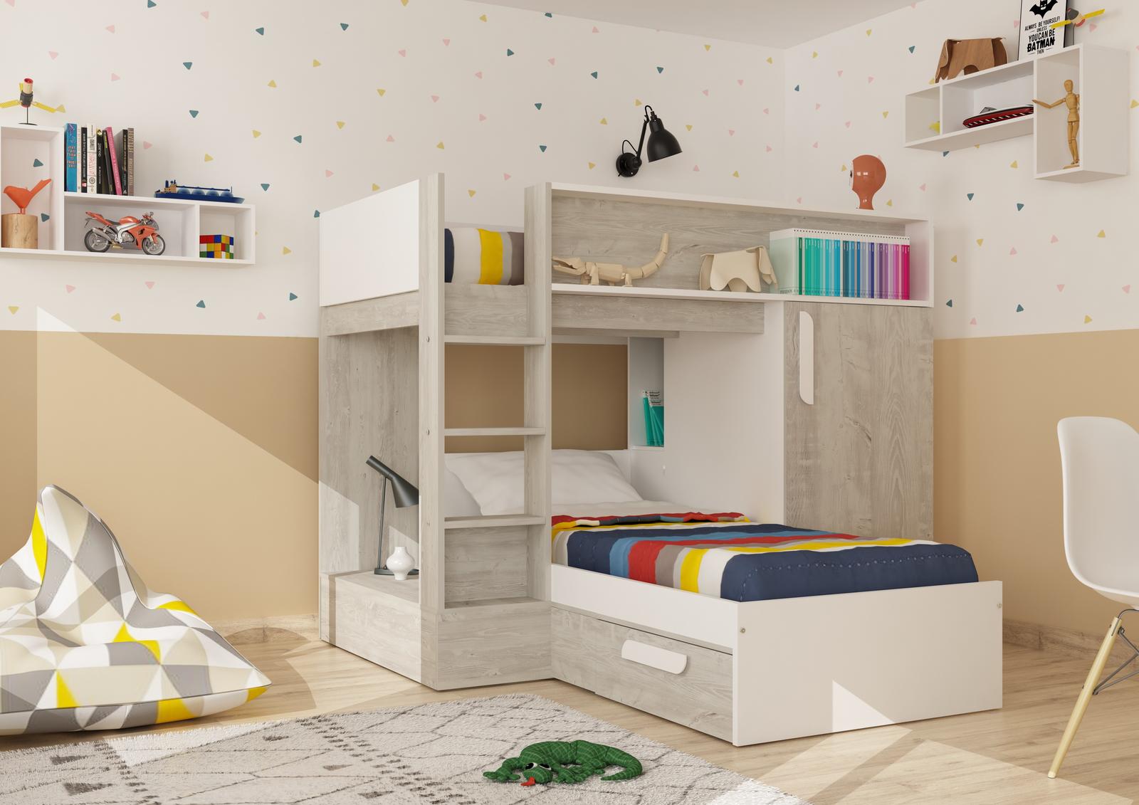 Łóżko piętrowe Bo6 cascina, white - dwa sposoby montażu