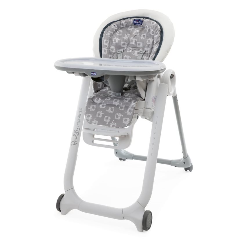 Chicco Polly Progres5 4 Kółka - krzesełko do karmienia -Light Grey
