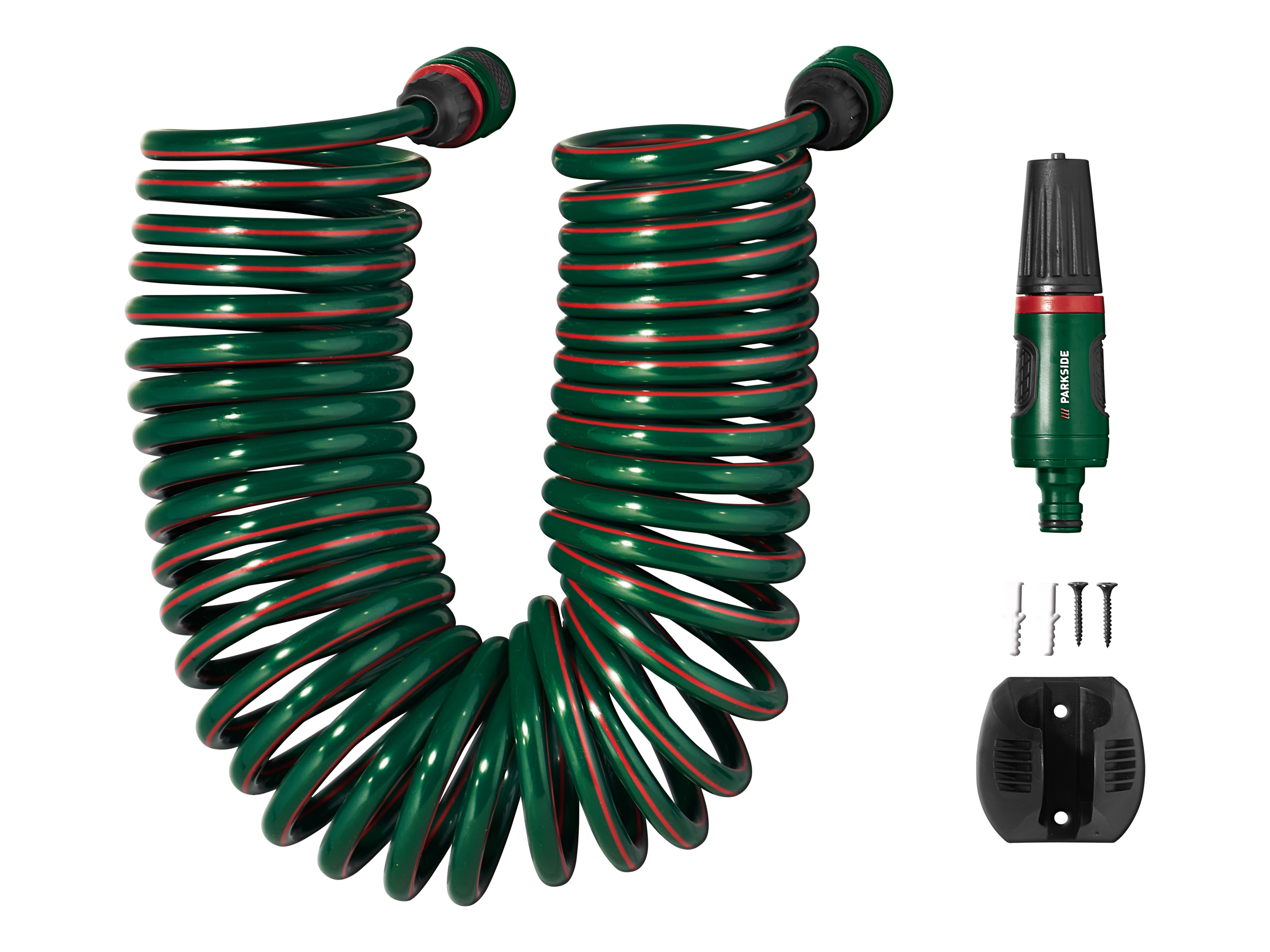 Parkside Zestaw wąż z przyłączami, 7 elementów Wąż spiralny 10 m 3/8 cala