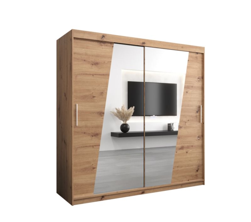 Szafa przesuwna Garderoba Abiks RHOMB 200 dąb artisan + dąb artisan 1 szt.