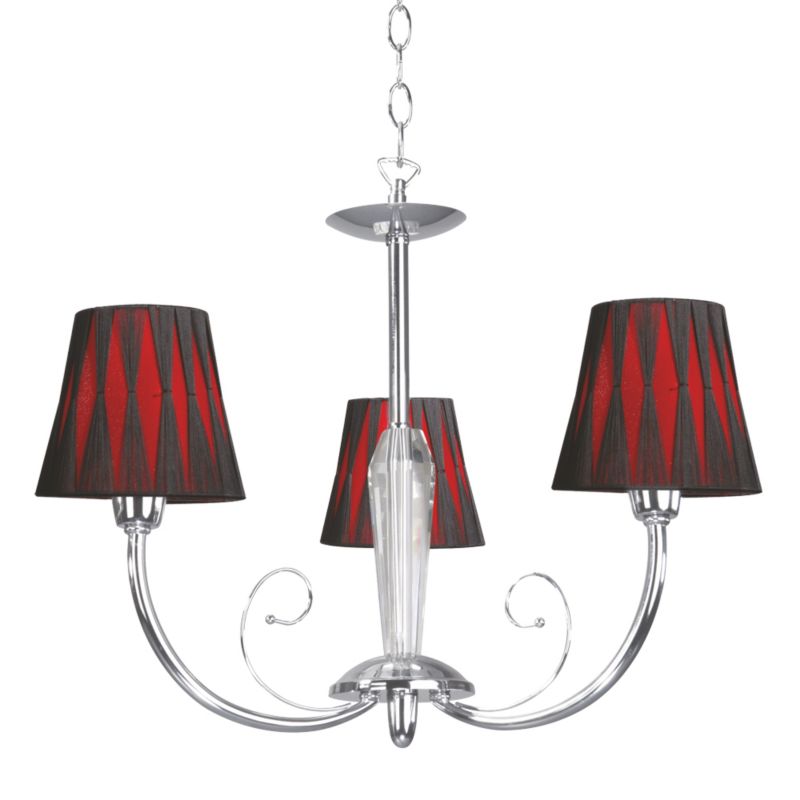 Lampa Wisząca SPOT Light 3xE14 Max.40W Eleganckie Połączenie Chromu z Czerwono Czarnymi Abażurami, Polski Producent, 1 szt.