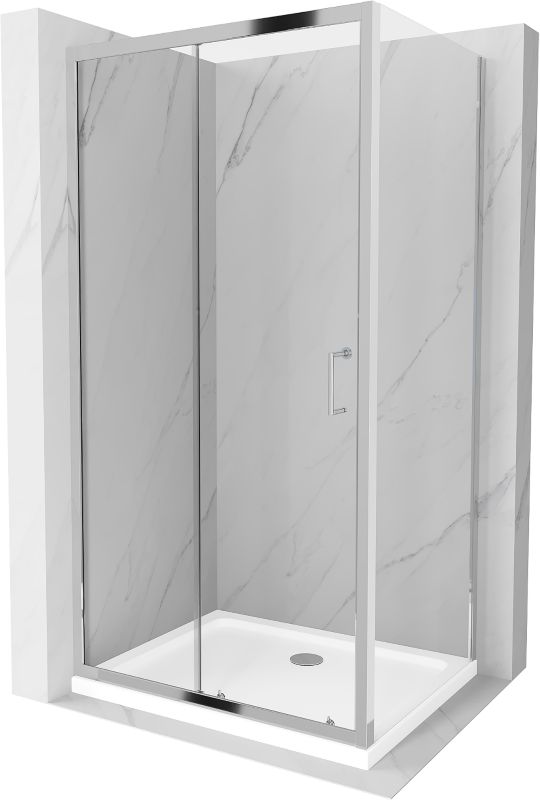 Kabina prysznicowa Mexen Apia rozsuwana 100 x 70 cm transparent chrom + brodzik Flat