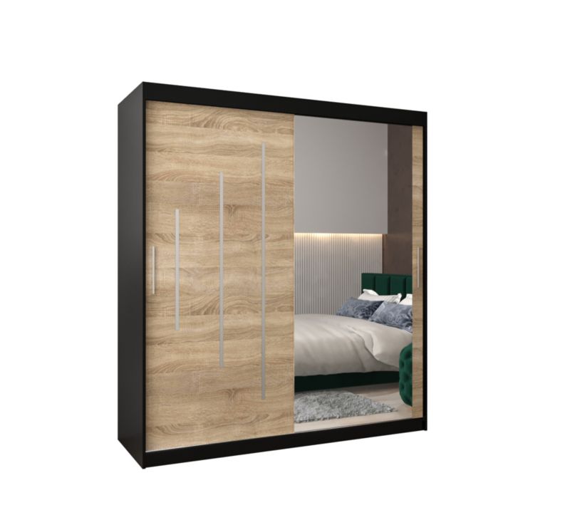 Szafa przesuwna Garderoba Abiks YORK 2 180 czarny/sonoma 1 szt.