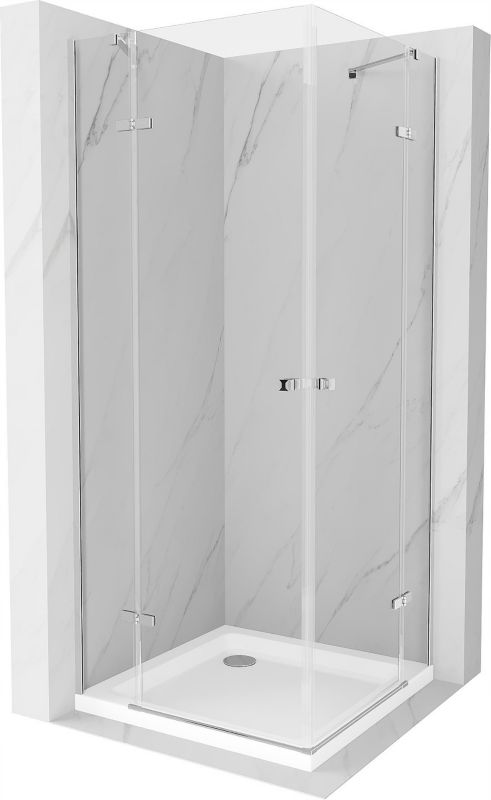 Kabina prysznicowa Mexen Roma Duo uchylna 80 x 80 cm transparent chrom + brodzik Flat