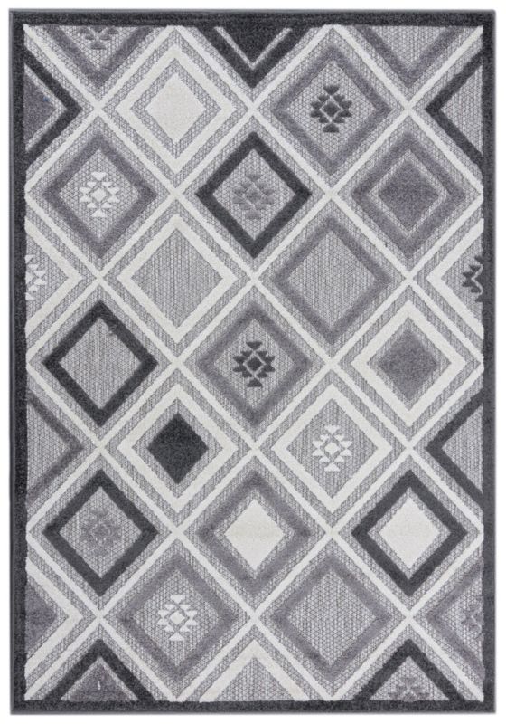 Dywan Zewnętrzny / Wewnętrzny Płaskotkany Aventura ED38C prostokąt Mazovia 120x 170 cm szary motyw diament,geometryczny 1 szt.
