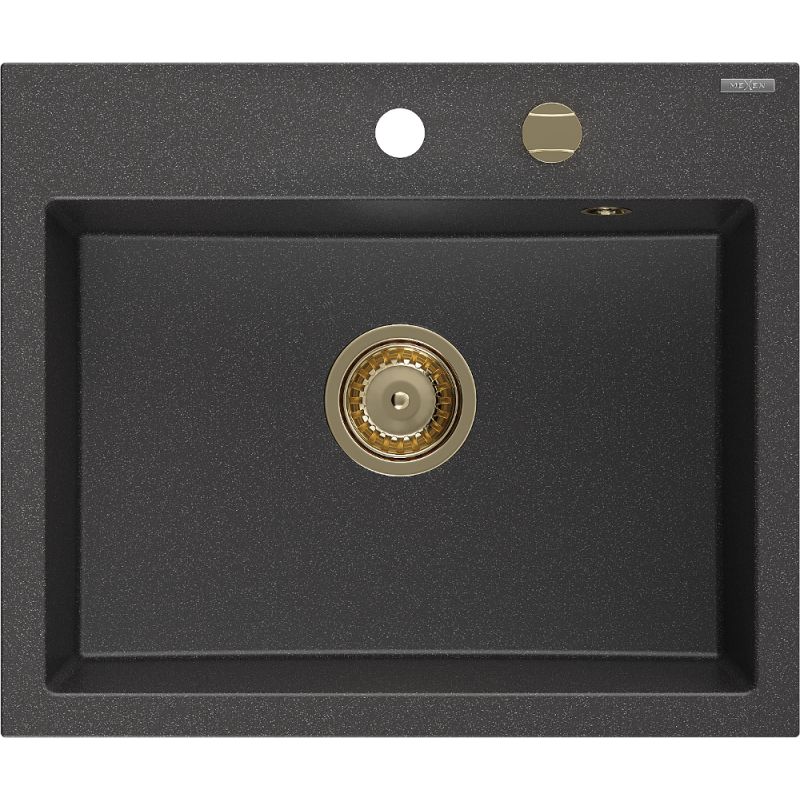 Zlewozmywak wpuszczany Mexen Oscar 1-komorowy czarny nakrapiany 580x490 mm - 6519581000-76 1 szt.