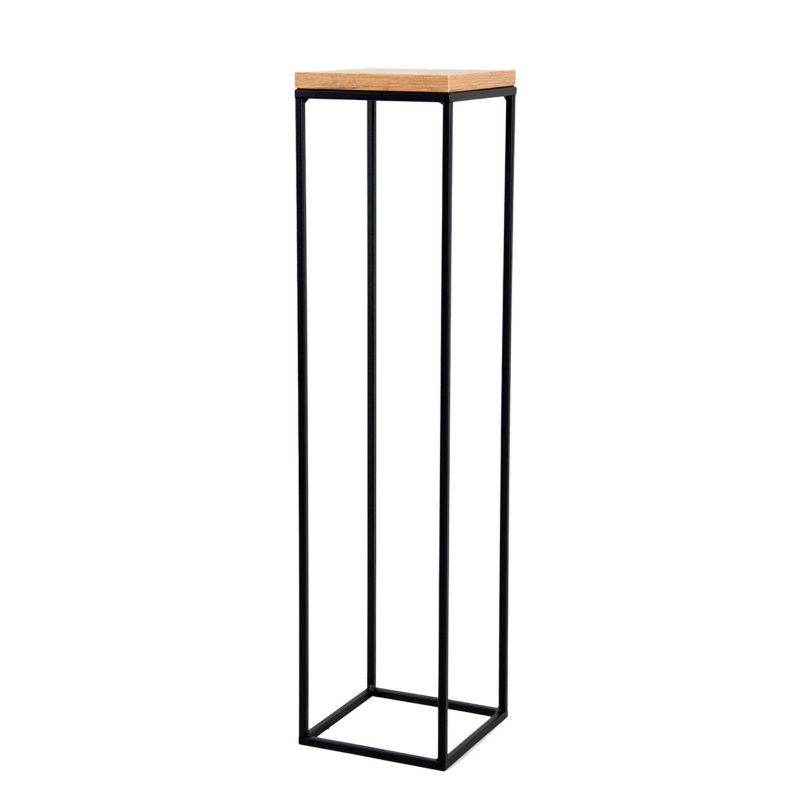 Kwietnik stojący metalowy pojedynczy e-floor Loft rozmiar L 19 x 19 x 79 cm czarny półka drewniana 1 szt