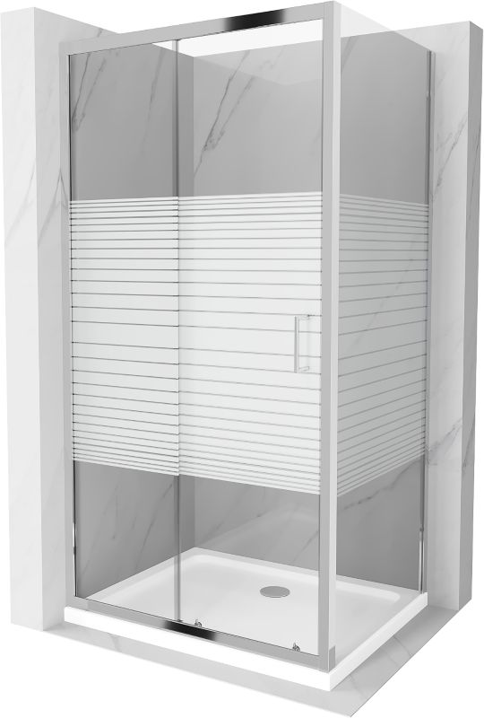 Kabina prysznicowa Mexen Apia rozsuwana 140 x 90 cm pasy chrom + brodzik Flat