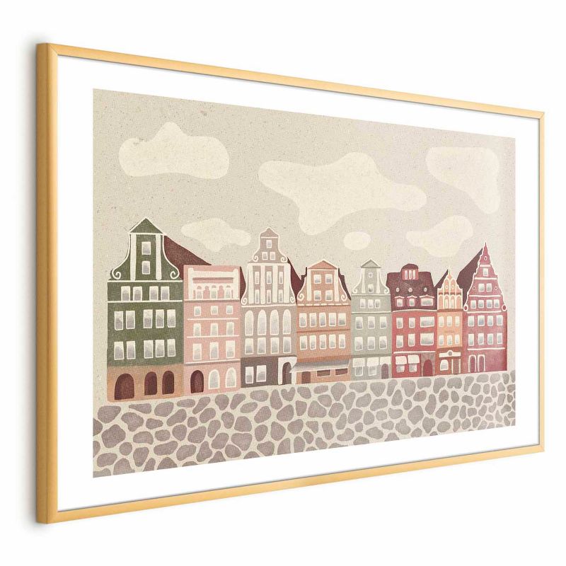 Plakat Artgeist Kolorowe Fasady 90x60 cm z ramą złotą 1 szt