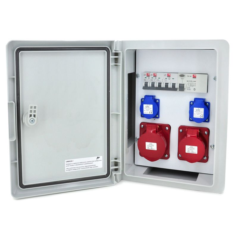 Rozdzielnica budowlana ELS Elektrotechnika N22B11B1FABS 2x230V 1x32A 1x16A 5P zabezpieczona B16 i FI40, obudowa ABS IK10, 1 szt.