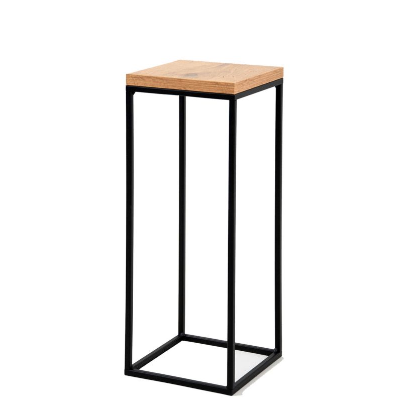 Kwietnik stojący metalowy pojedynczy e-floor Loft rozmiar S 19 x 19 x 49 cm czarny półka drewniana 1 szt