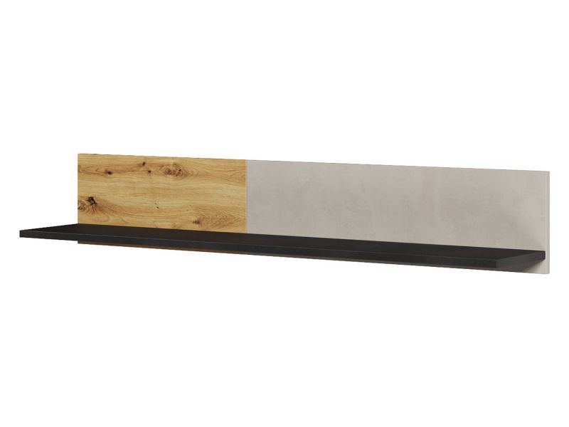 Półka wisząca MIRJAN 24 Qubic QB09 raw steel/ silk flou/dąb artisan