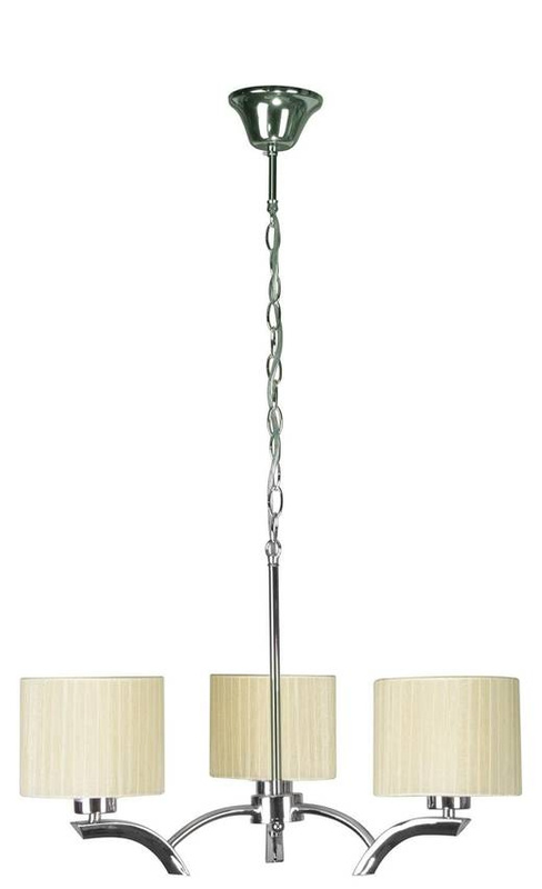 Lampa wisząca chrom krem abażur 3x60W żyrandol Draga