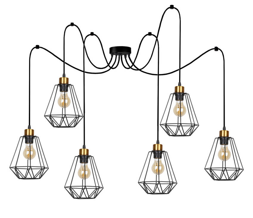 Lampa wisząca czarno-złota 6 Primo