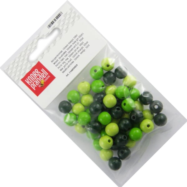 korale drewniane fi 10mm 50szt mix zielony KNORR
