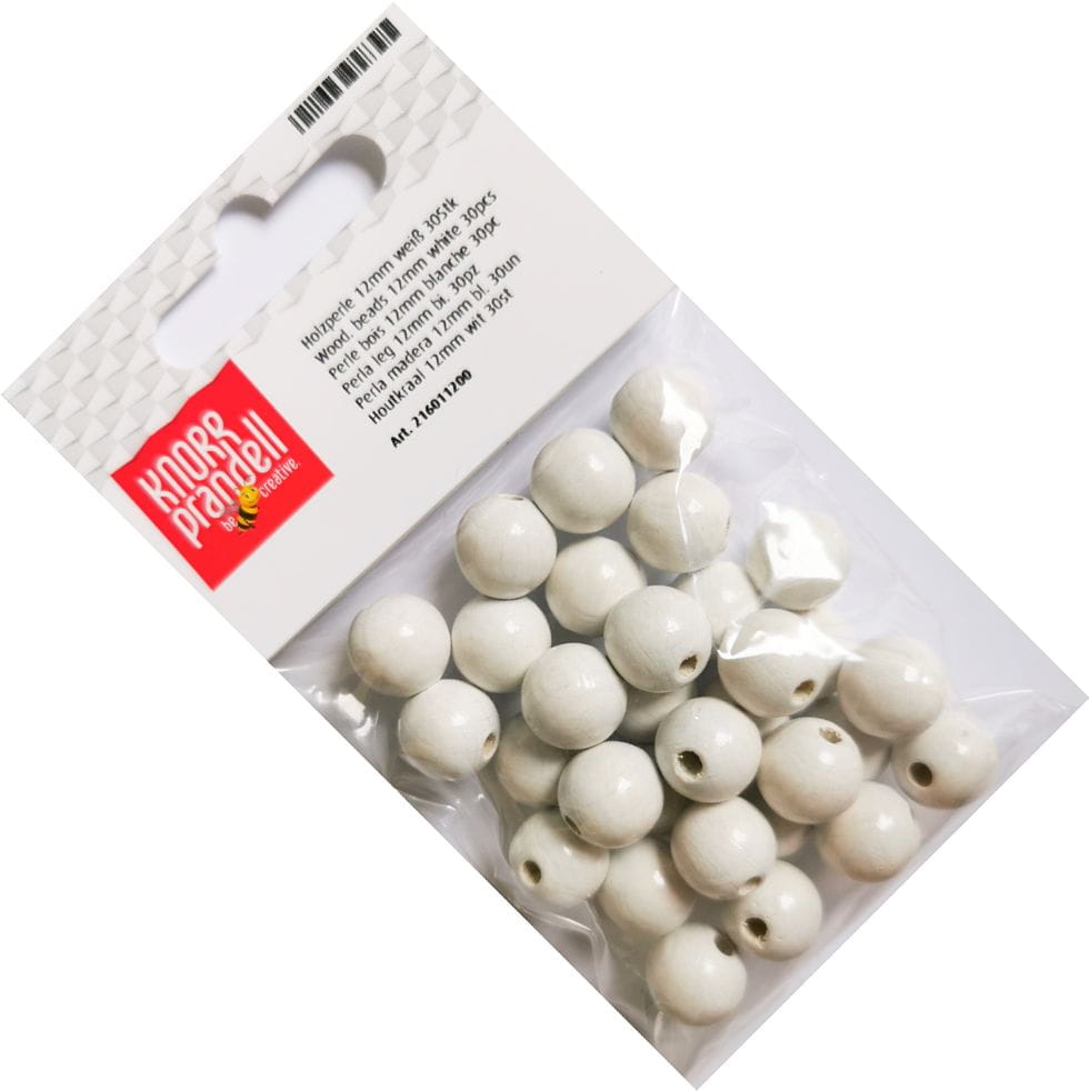 korale drewniane fi 12mm 30szt białe KNORR 21-6011200