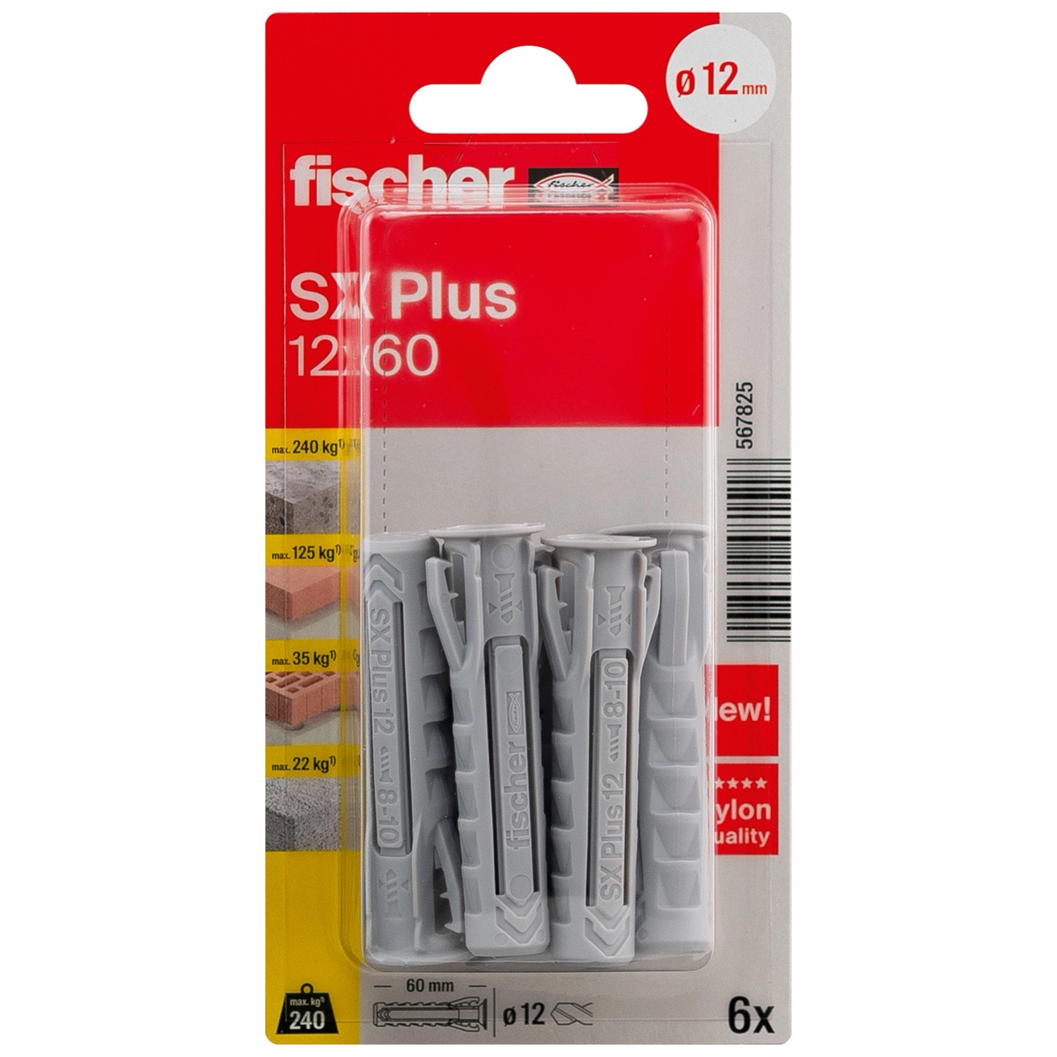 Fisher Kołek SX plus rozporowy 12x60 mm - 6 szt.