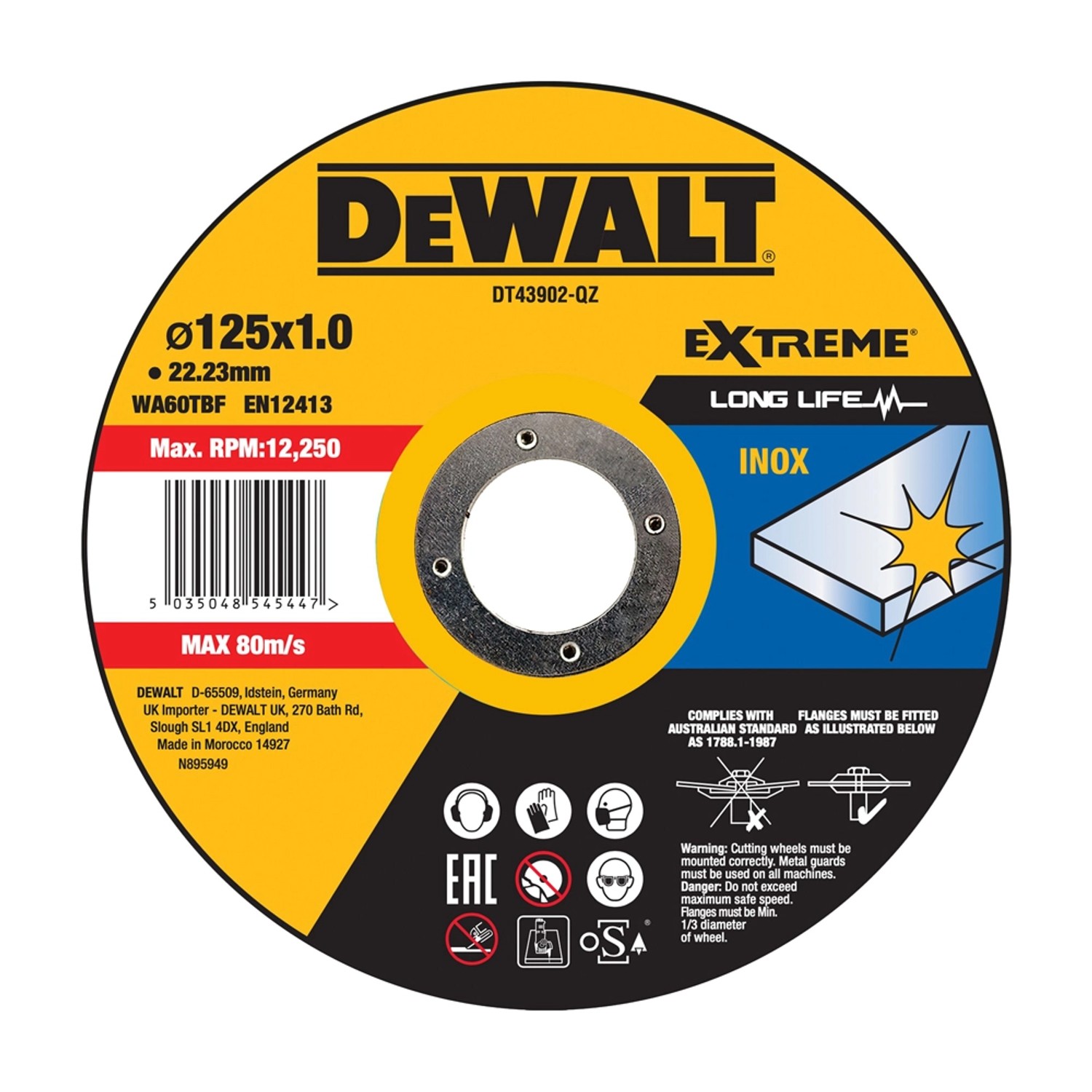 Dewalt Tarcza do cięcia stali nierdzewnej 125 mm