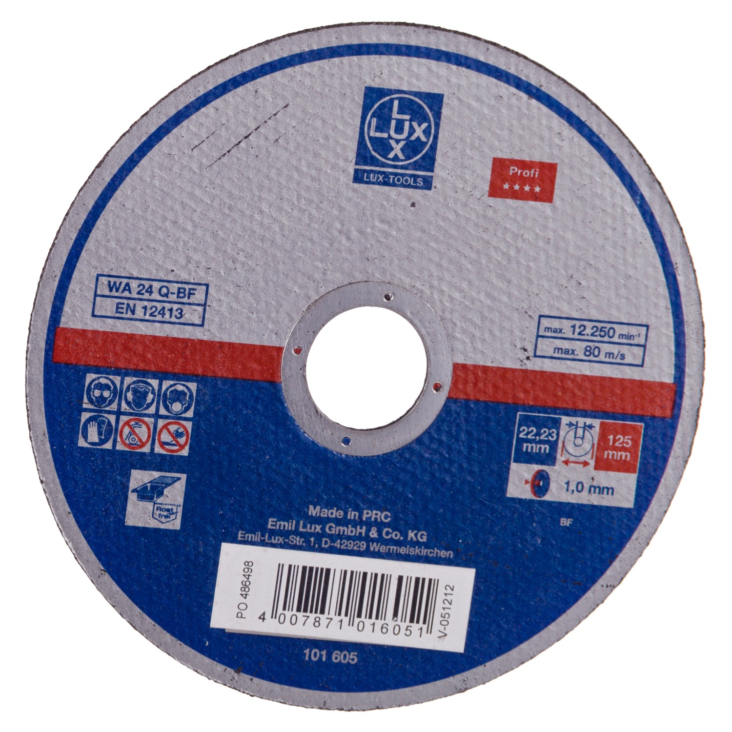 LUX Tarcza do cięcia stali inox 125 mm