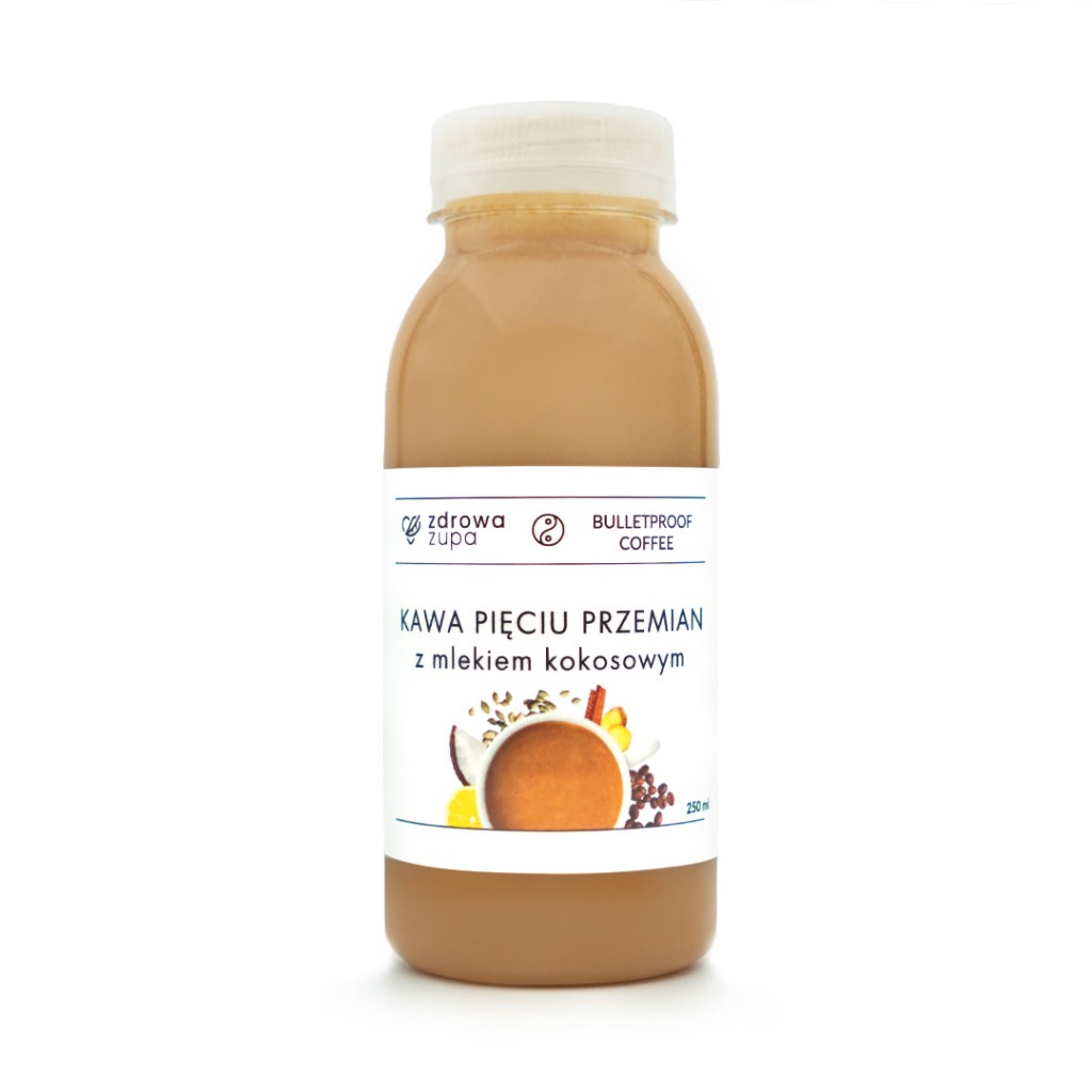 Kawa według pięciu przemian z mlekiem kokosowym (Bulletproof coffee)