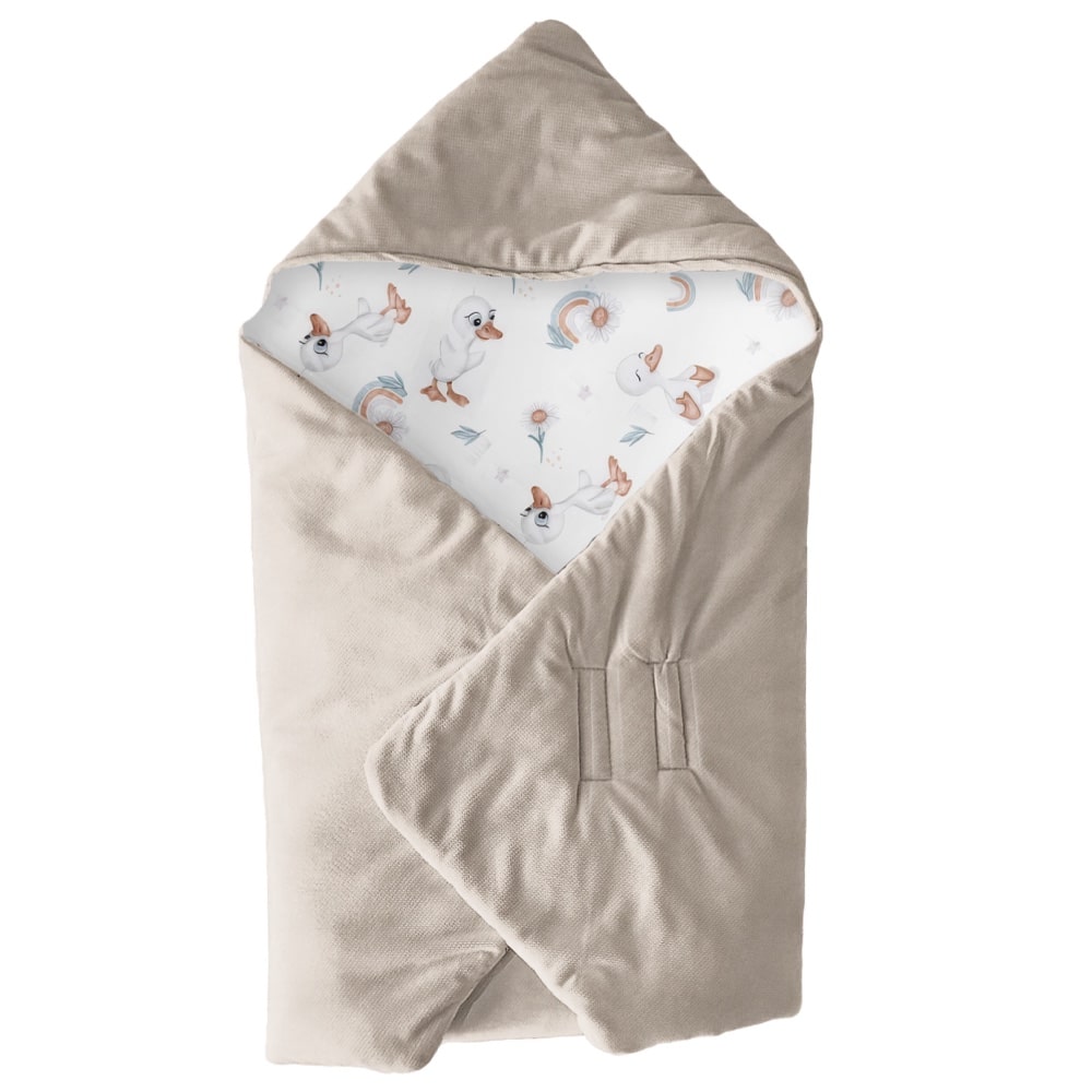 Otulacz do fotelika samochodowego Little Duck i velvet beżowy