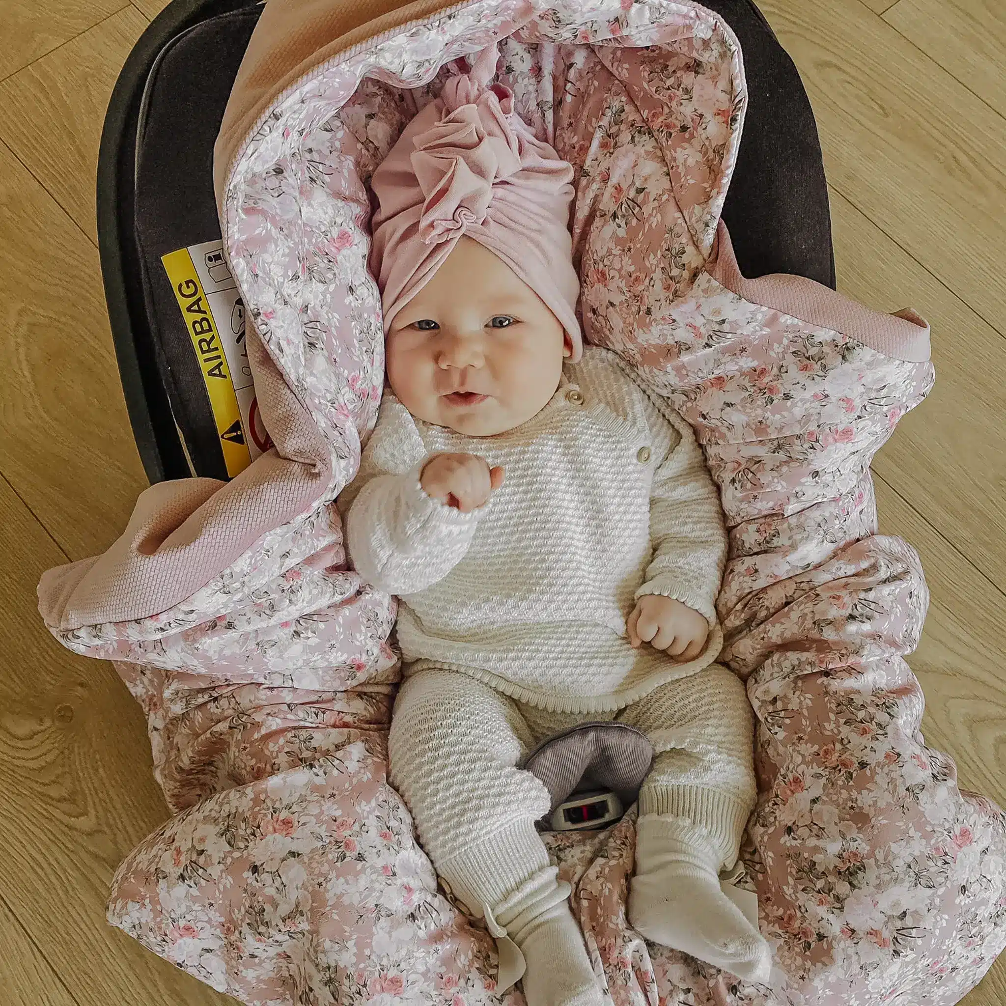 Otulacz do fotelika Dusty Rose i velvet brudny róż