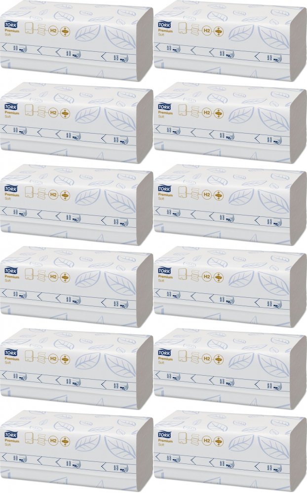 12x Ręcznik papierowy Tork 100889 Xpress, dwuwarstwowy, w składce wielopanelowej, 225 składek, biały