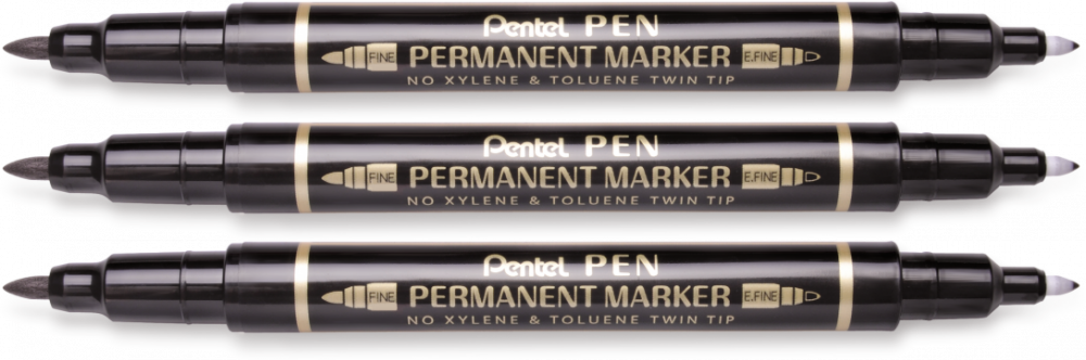 3x Marker do płyt CD i DVD Pentel N75W, dwustronny, okrągła, czarny