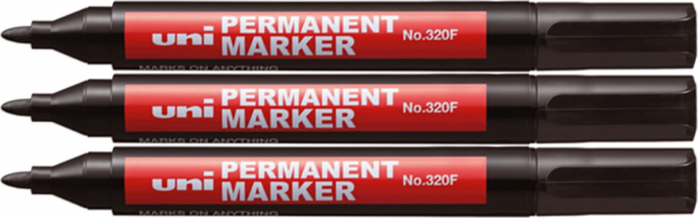 3x Marker permanentny Uni 320F, okrągła, czarny