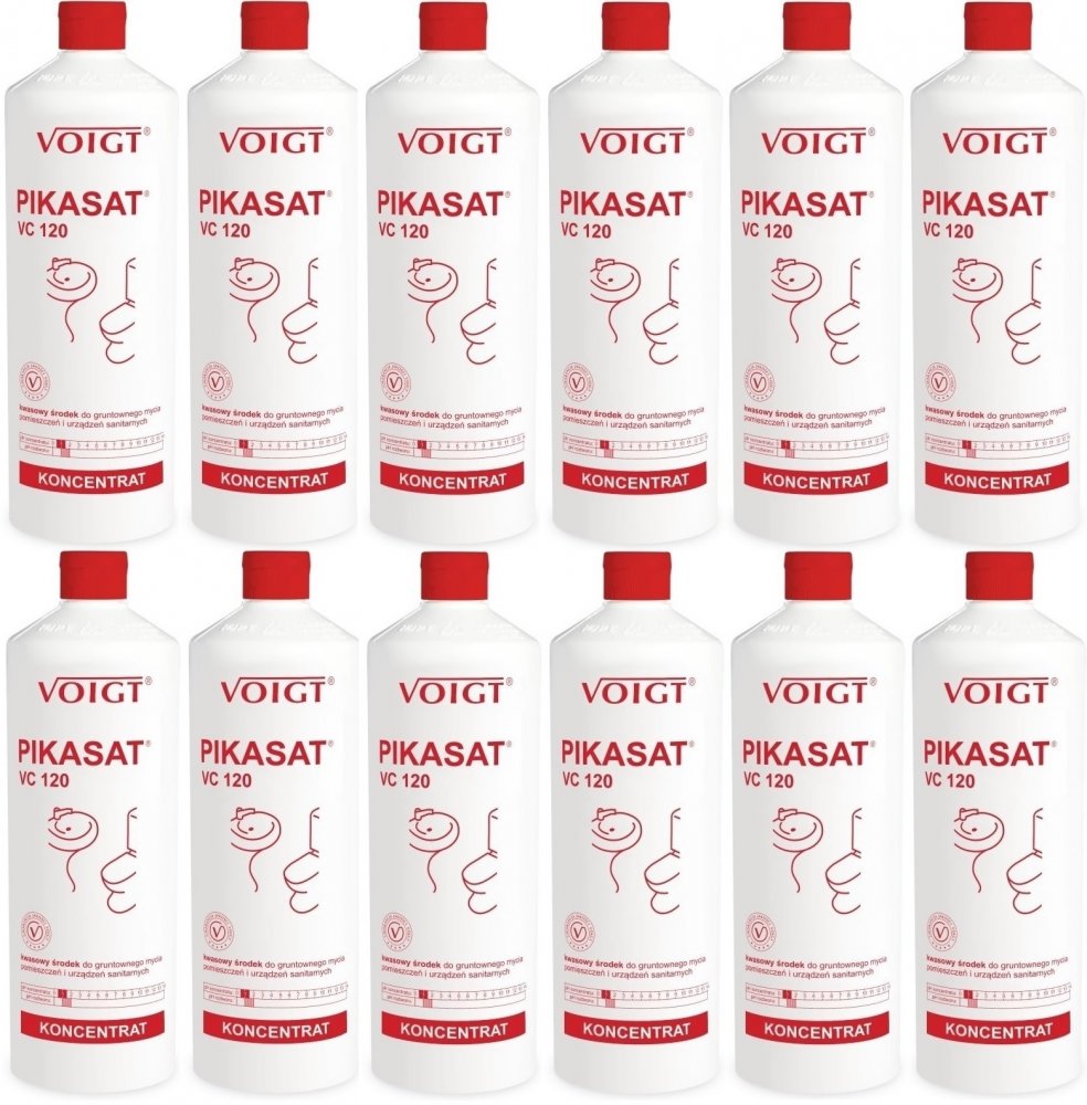 12x Środek do gruntownego czyszczenia sanitariatów Voigt Pikasat VC 120, 1l