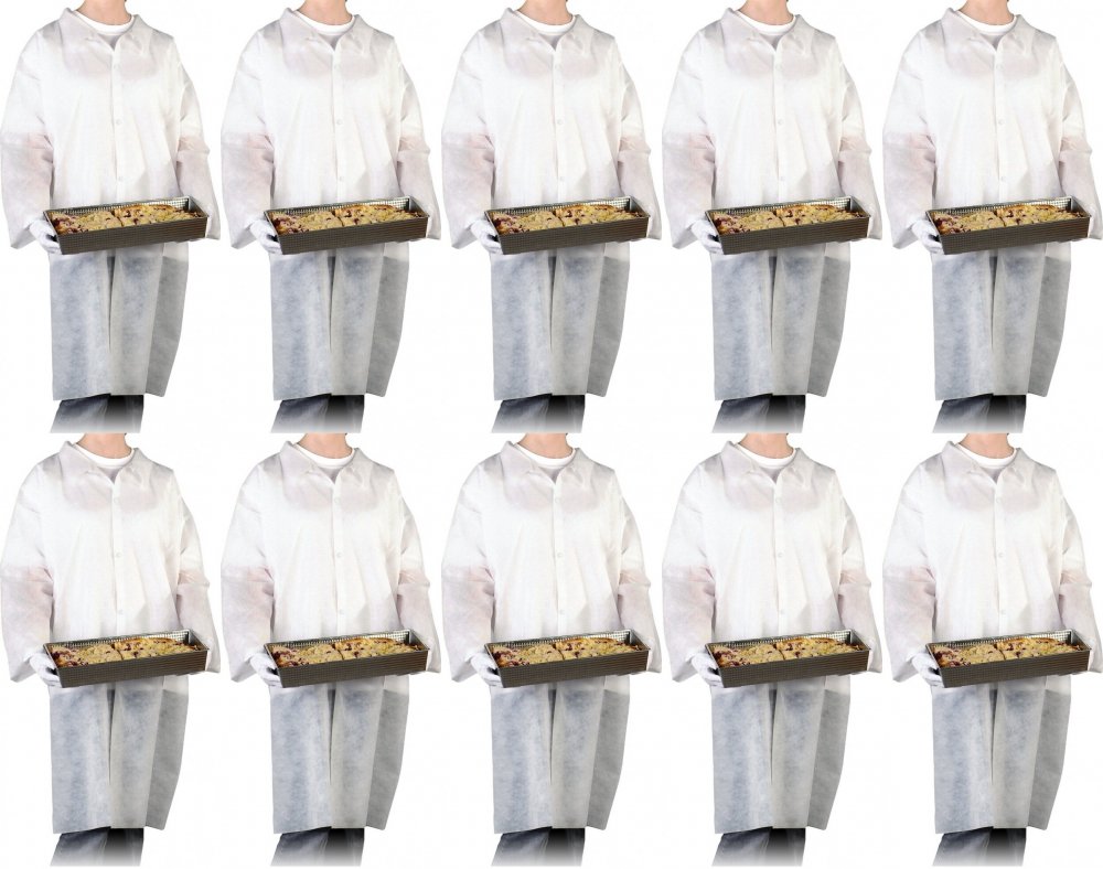 10x Fartuch ochronny Reis Flab, rozmiar XL, biały