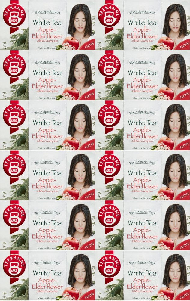 12x Herbata biała smakowa w kopertach Teekanne White Tea Apple-Elderflower, czarny bez i jabłko, 20 sztuk x 1.5g