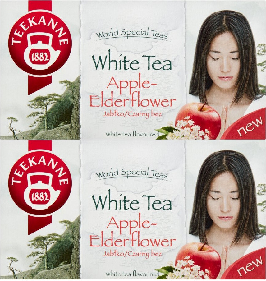 2x Herbata biała smakowa w kopertach Teekanne White Tea Apple-Elderflower, czarny bez i jabłko, 20 sztuk x 1.5g