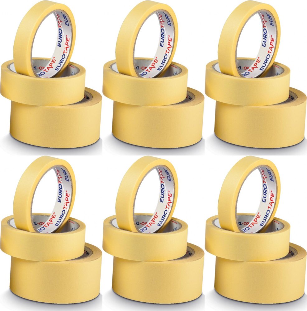 6x Taśma maskująca Dalpo, Euro Tape, 38mm x 33m, żółty
