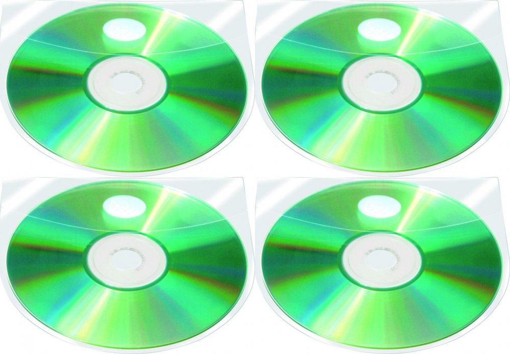 4x Kieszeń z oknem na CD/DVD Q-Connect, PP, 10 sztuk, przezroczysty