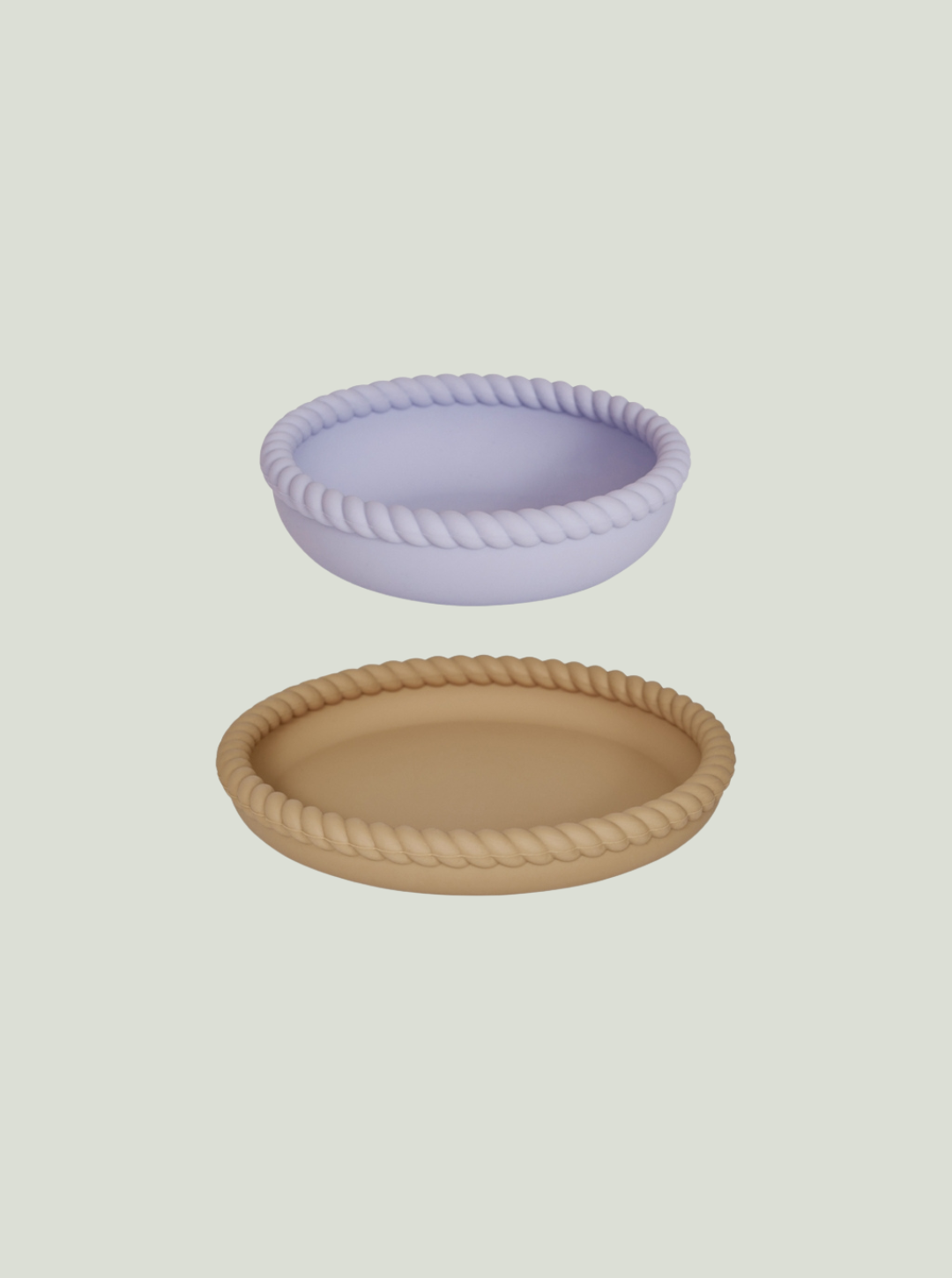 Talerz i miska Mellow Light Rubber / Lavender – zestaw 2 szt OYOY Mini