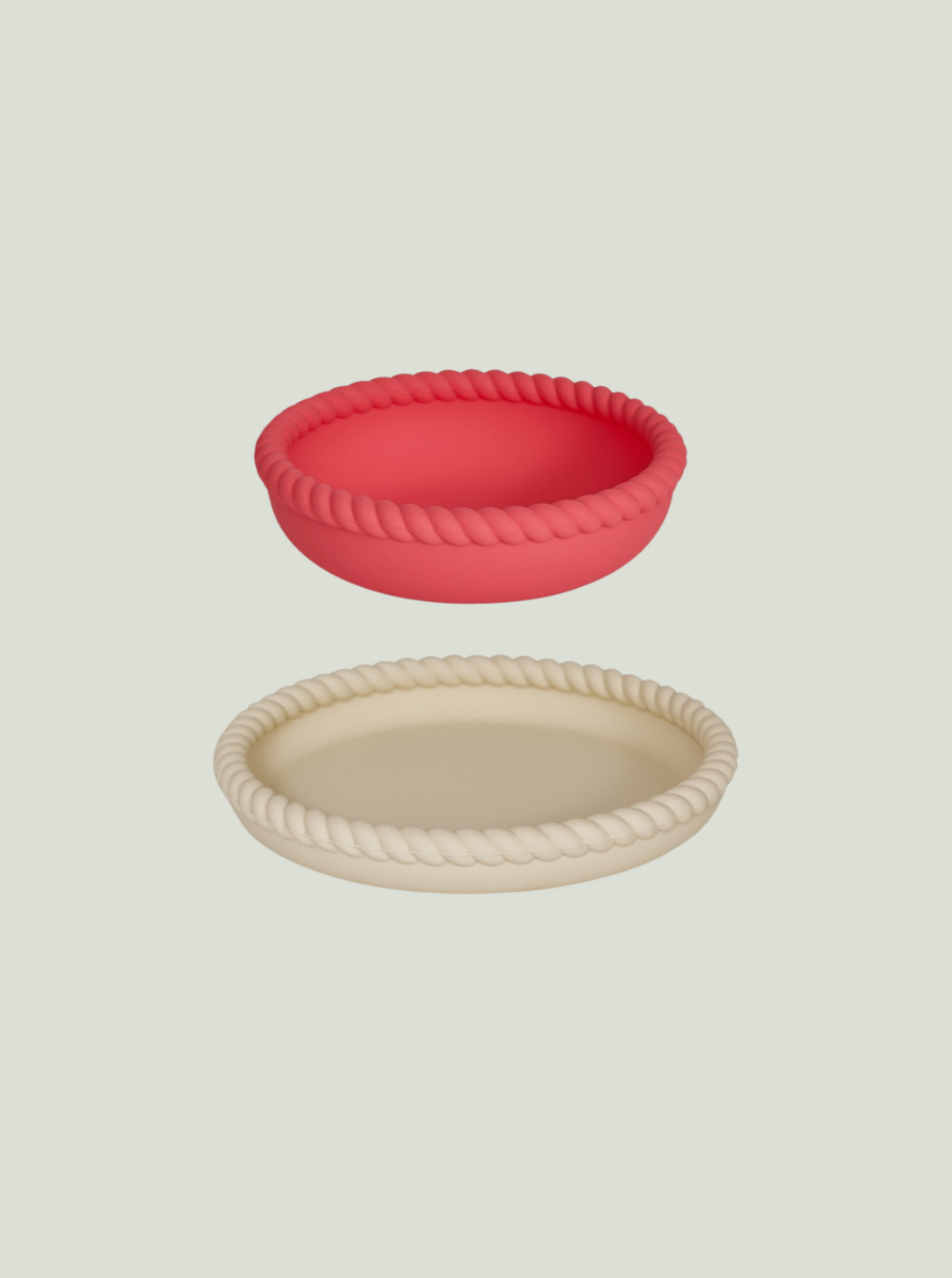 Talerz i miska Mellow Vanilla / Cherry Red – zestaw 2 szt OYOY Mini