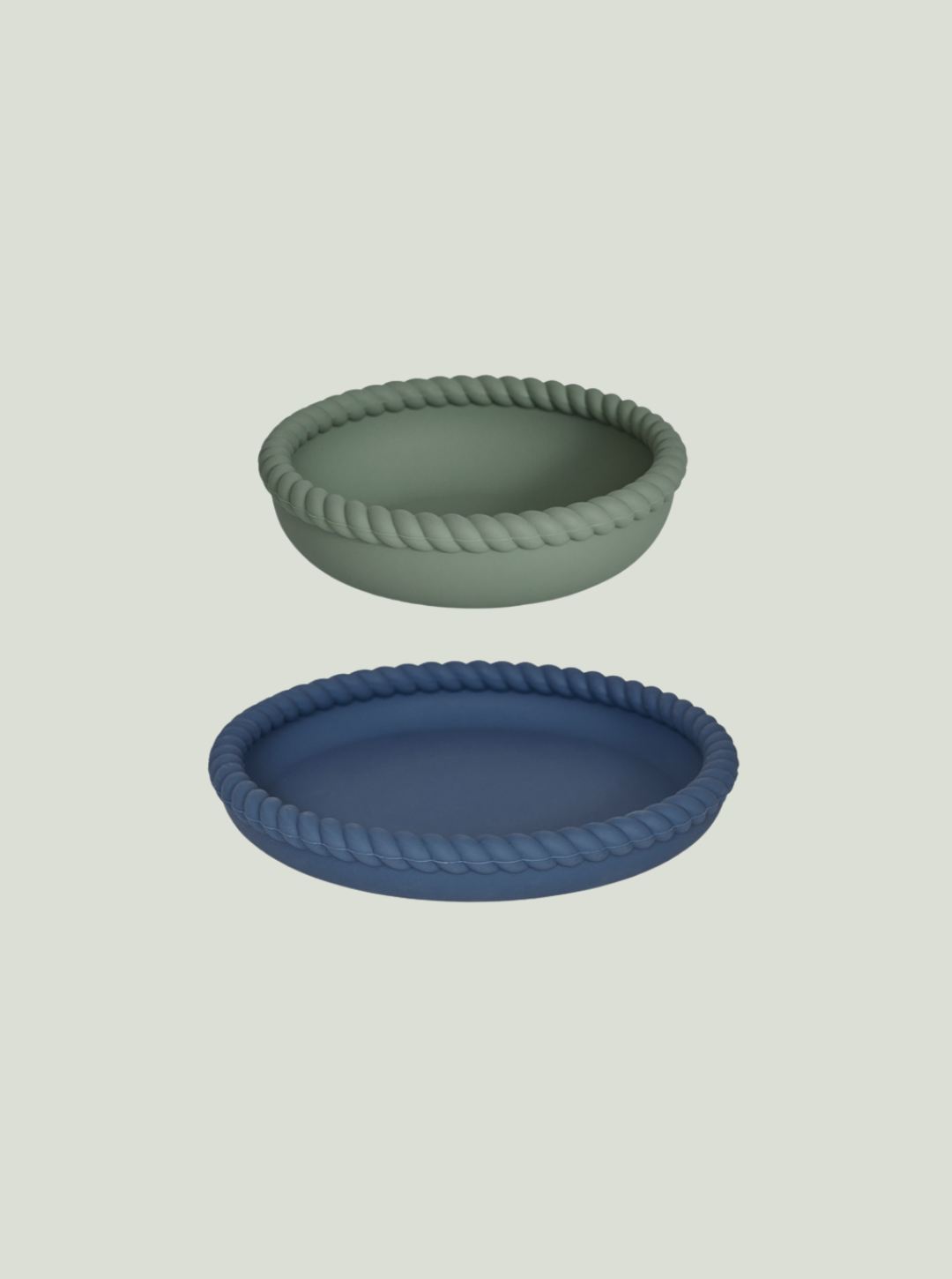 Talerz i miska Mellow Blue / Olive – zestaw 2 szt OYOY Mini
