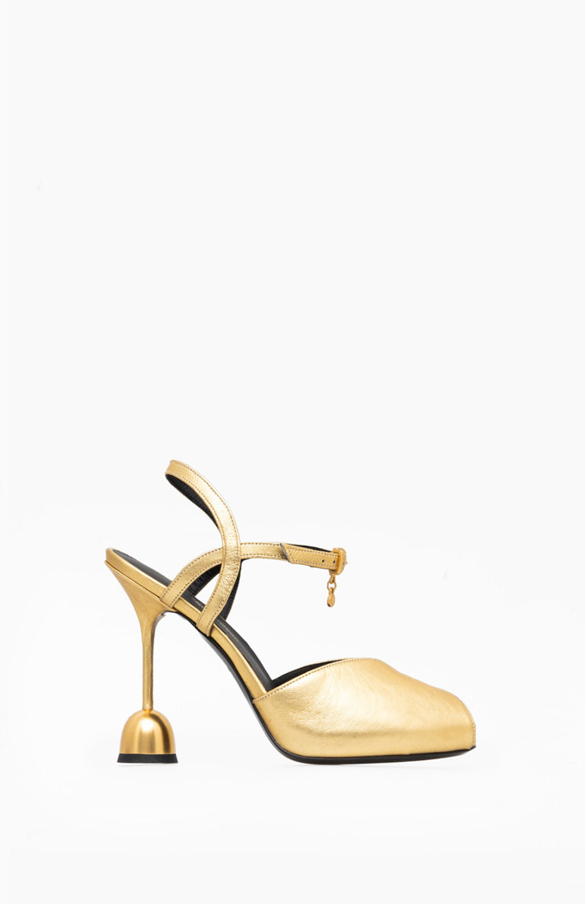 Sandały na obcasie MARILYN METALLIC GOLD 38 - Vanda Novak