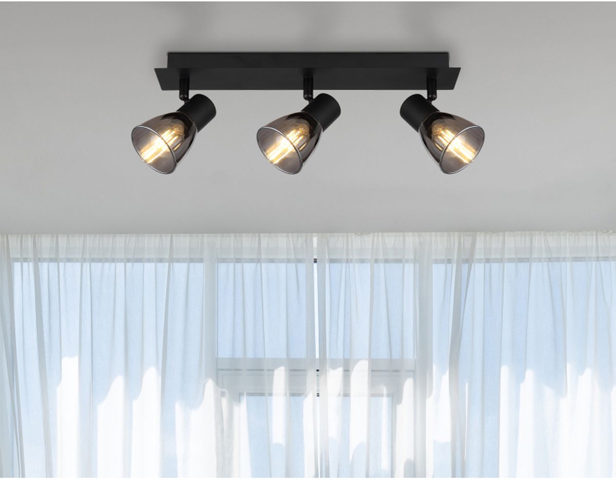 Globo Lighting Claude lampa podsufitowa 3x40W czarny mat/przydymiony 54307-3